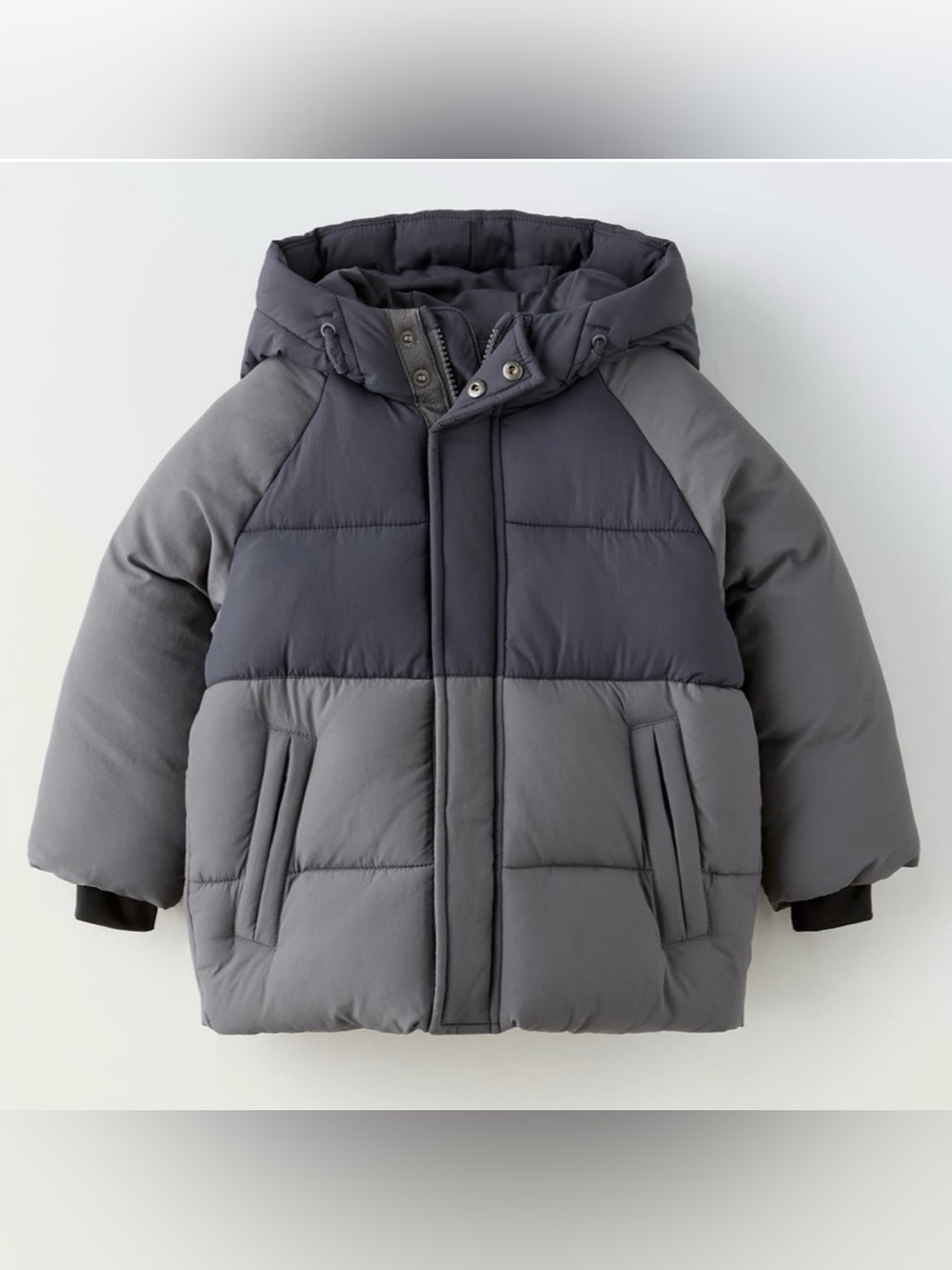 Zara Kids Two-Tone Puffer Jacket - Dark Gray & Light Gray sz3-4years